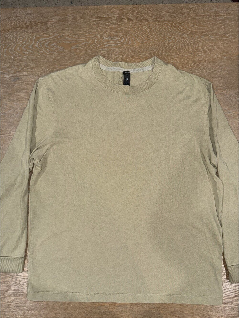 Lululemon Heavyweight Cotton Jersey Long Sleeve Shirt Sz SMALL Compass Khaki